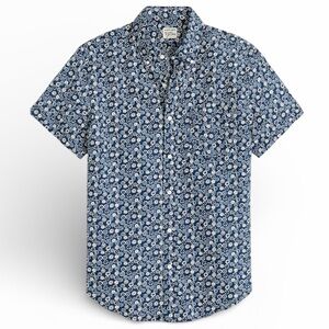 J. Crew Blue Seersucker Floral Casual Shirt